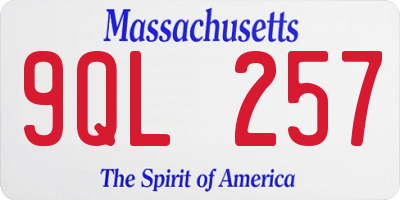 MA license plate 9QL257
