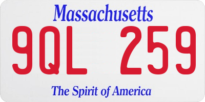 MA license plate 9QL259