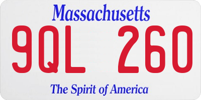 MA license plate 9QL260