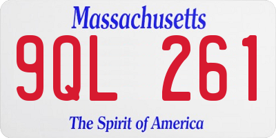MA license plate 9QL261
