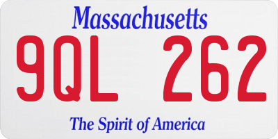 MA license plate 9QL262