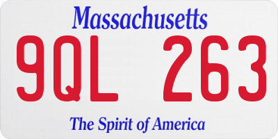MA license plate 9QL263