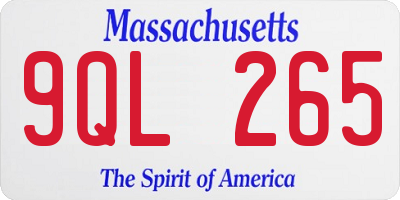 MA license plate 9QL265