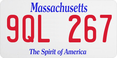 MA license plate 9QL267