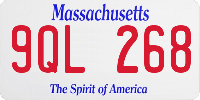MA license plate 9QL268