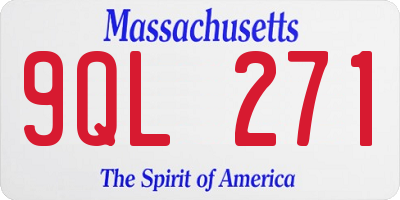 MA license plate 9QL271