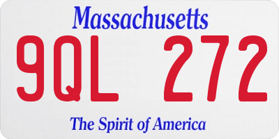 MA license plate 9QL272