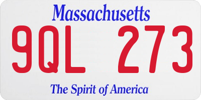 MA license plate 9QL273