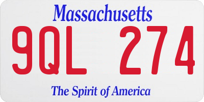 MA license plate 9QL274