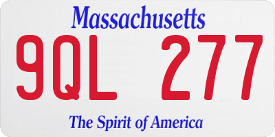 MA license plate 9QL277