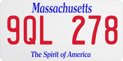 MA license plate 9QL278