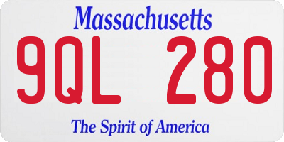 MA license plate 9QL280