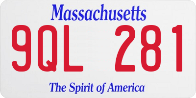 MA license plate 9QL281