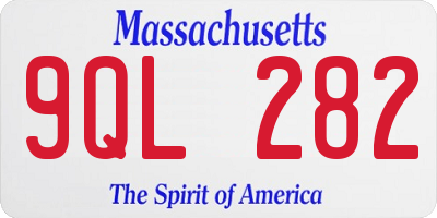 MA license plate 9QL282