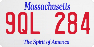 MA license plate 9QL284
