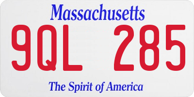 MA license plate 9QL285