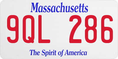 MA license plate 9QL286