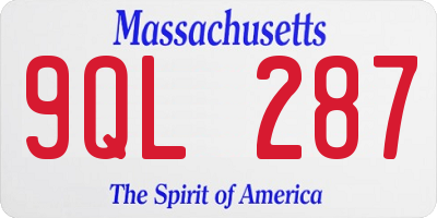 MA license plate 9QL287