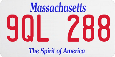 MA license plate 9QL288