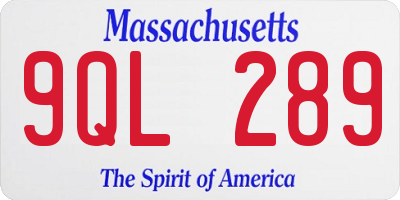 MA license plate 9QL289