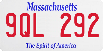 MA license plate 9QL292