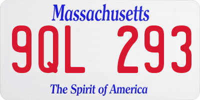 MA license plate 9QL293