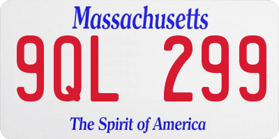 MA license plate 9QL299