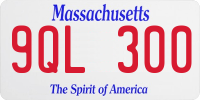 MA license plate 9QL300