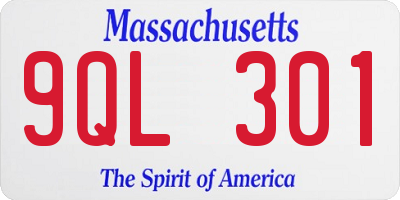 MA license plate 9QL301