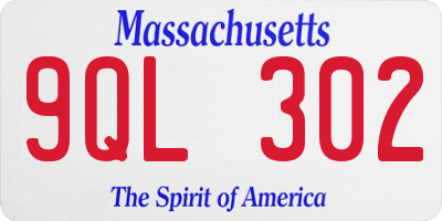 MA license plate 9QL302