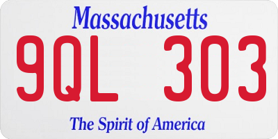 MA license plate 9QL303
