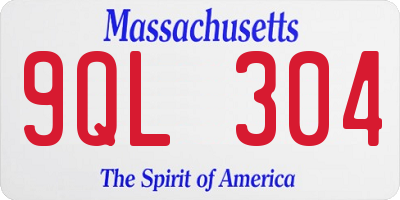 MA license plate 9QL304