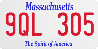 MA license plate 9QL305