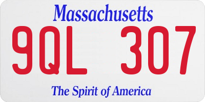 MA license plate 9QL307