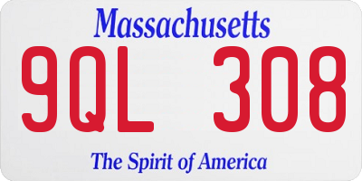 MA license plate 9QL308