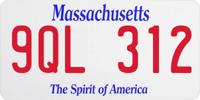 MA license plate 9QL312
