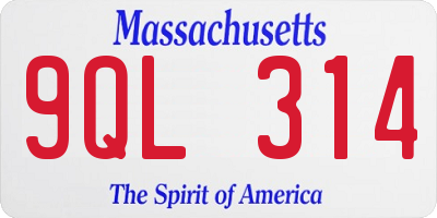 MA license plate 9QL314