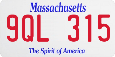 MA license plate 9QL315