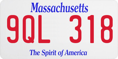 MA license plate 9QL318