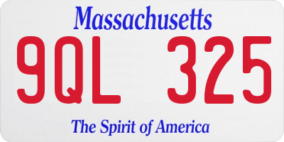 MA license plate 9QL325