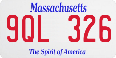 MA license plate 9QL326