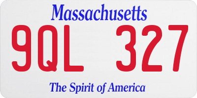 MA license plate 9QL327