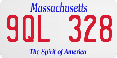 MA license plate 9QL328