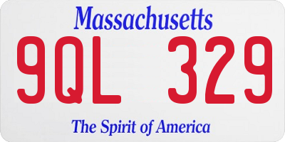 MA license plate 9QL329