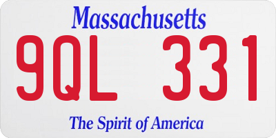 MA license plate 9QL331