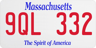 MA license plate 9QL332