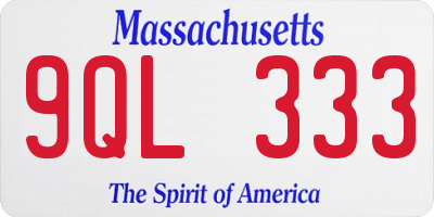 MA license plate 9QL333
