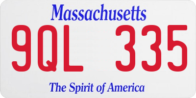 MA license plate 9QL335