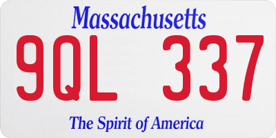 MA license plate 9QL337