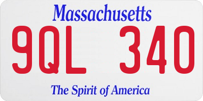 MA license plate 9QL340